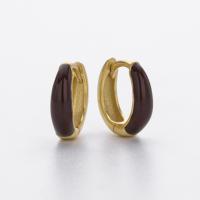 Gold Red Enamel Huggie Earrings