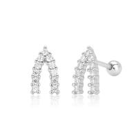 Silver Geometric Climber Earrings