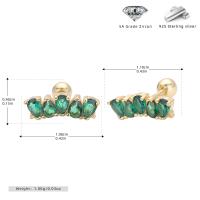 Gold Green Cubic Zirconia Climber Earrings