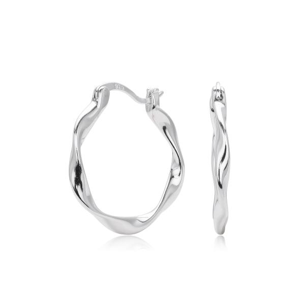 Silver Twisted Hoop Earrings