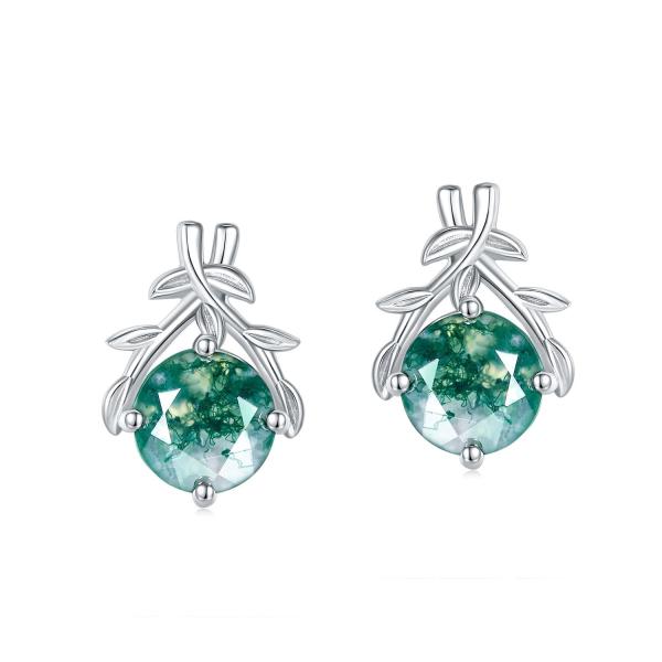 Emerald Floral Silver Drop Earrings