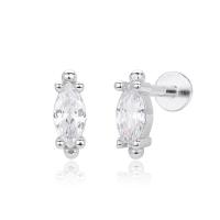 Silver Marquise Cubic Zirconia Stud Earrings