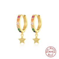 Gold Multicolor Star Charm Huggie Earrings