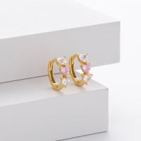 Gold Heart Cubic Zirconia Huggie Earrings