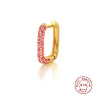 Gold-Finish Pavé Pink Huggie Earring