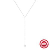 925 Silver Pearl Drop Lariat Necklace