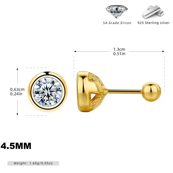 Medium Gold-Tone Bezel-Set Stud Earrings