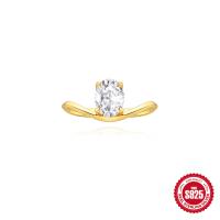 Gold-Plated Oval Cubic Zirconia Solitaire Ring