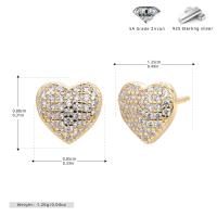 Gold Heart Pavé Stud Earrings