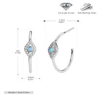 Sterling Silver Blue Zirconia Geometric Hoop Earrings