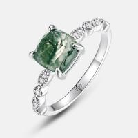 Sterling Silver Cushion Agate Ring