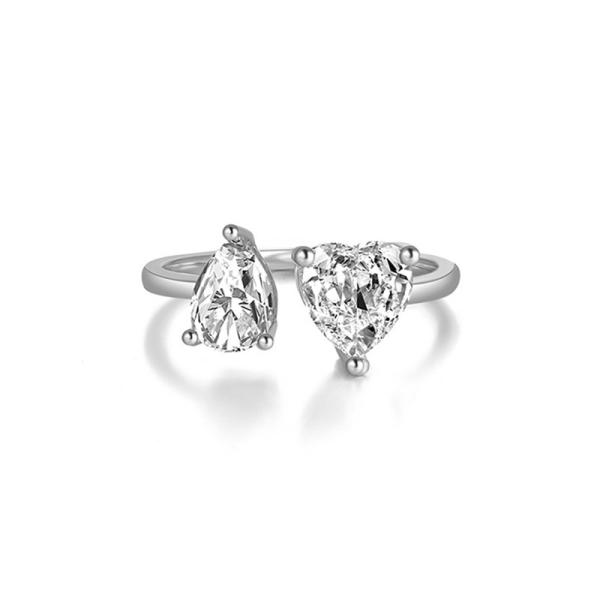 Silver Pear-Cut Open Band Ring