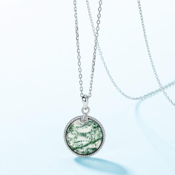 Sterling Silver Round Pendant Necklace