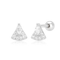 Silver Geometric Cubic Zirconia Stud Earrings