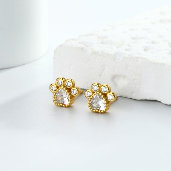 Gold Paw Stud Earrings