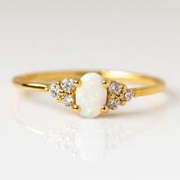 Gold Opal and Diamond Delicate Band