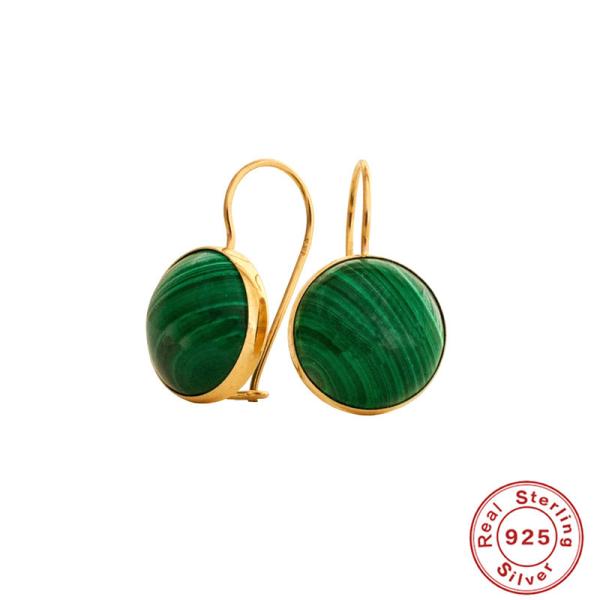 Gold-Finished Malachite Dangle Earrings