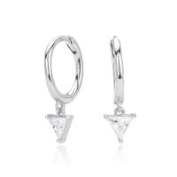 Silver Triangle Drop Huggie Earrings