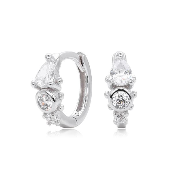 Silver Cubic Zirconia Huggie Earrings
