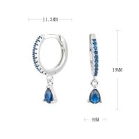 Silver Blue Crystal Huggie Earrings