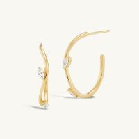 Gold Twist Cubic Zirconia Hoop Earrings