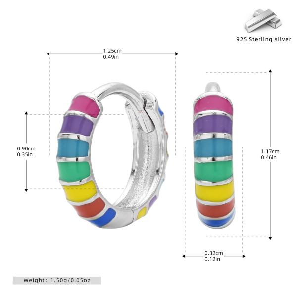 Rainbow Enamel Huggie Earrings
