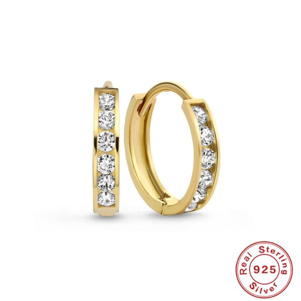 Gold-Plated Cubic Zirconia Huggie Earrings