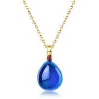 Blue Glass Teardrop Pendant Necklace