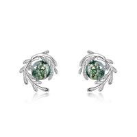 Silver Jade Floral Stud Earrings