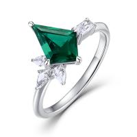 925 Silver Emerald Solitaire Ring