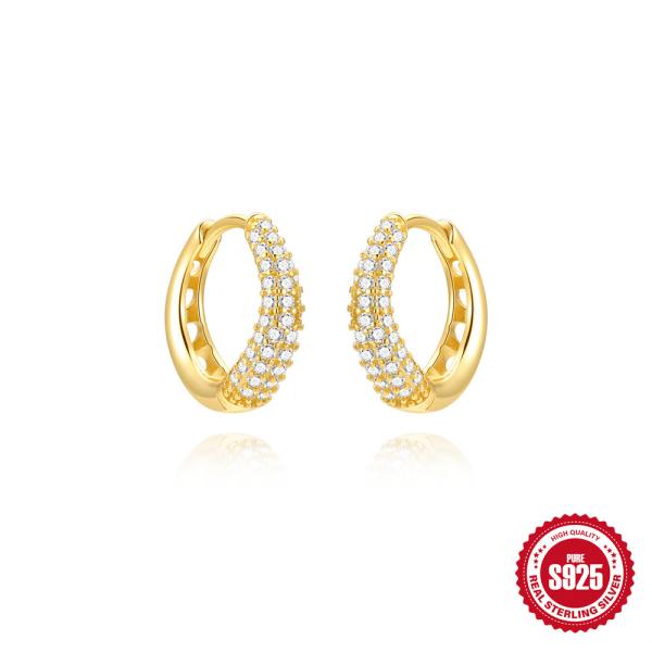 Gold-Tone Pavé Huggie Earrings