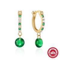 Gold-Tone Green Stone Huggie Earrings