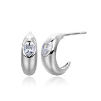Silver Heart Huggie Earrings with Cubic Zirconia