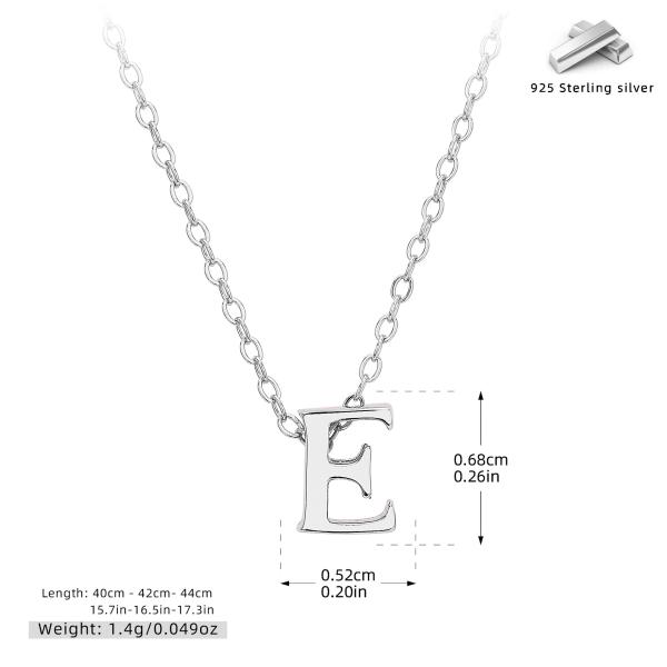 Silver Letter 'E' Pendant Necklace