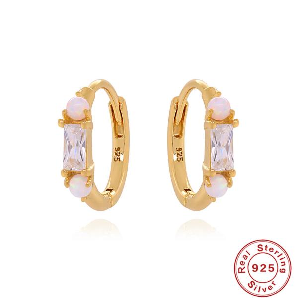 925 Silver Gold-Finish Huggie Earrings