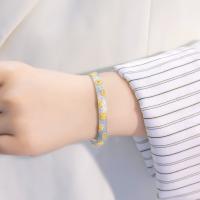 Two-Tone Floral Motif Bangle Bracelet