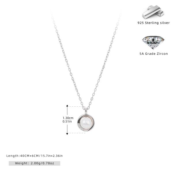 Silver Pearl Pendant Necklace