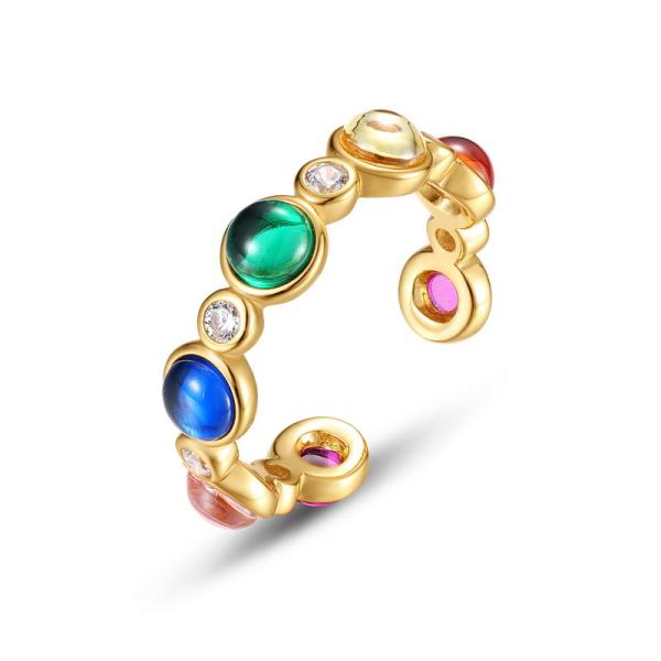 Gold Band Ring with Multicolor Stones