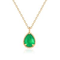 Gold Emerald Teardrop Pendant Necklace