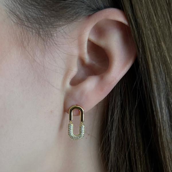 Two-Tone Pavé Huggie Earrings
