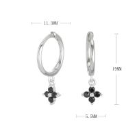 Silver Onyx Huggie Earrings