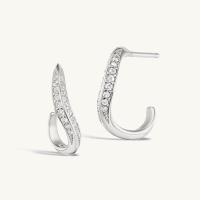 Silver Pavé Cubic Zirconia Hoop Earrings