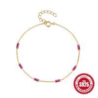 Gold-Plated Ruby Chain Bracelet in 925 Silver