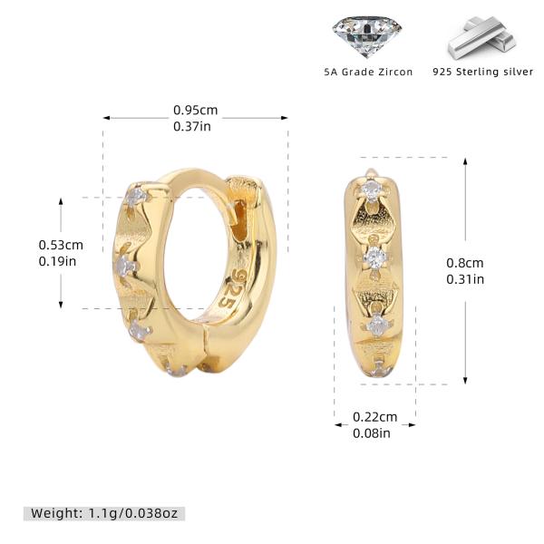 Gold Geometric Zircon Huggie Earrings