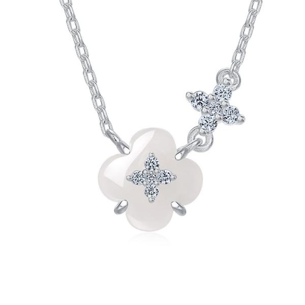 Sterling Silver Floral Cubic Zirconia Necklace