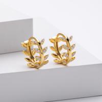 Gold Leaf Motif Hoop Earrings