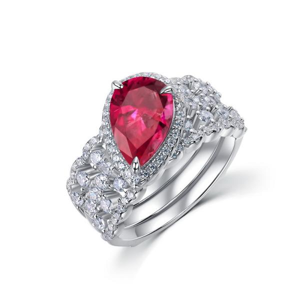 Ruby Pavé Silver Statement Ring