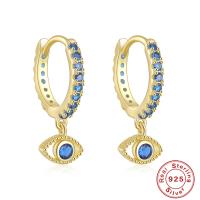 Gold Evil Eye Huggie Earrings with Blue Stones