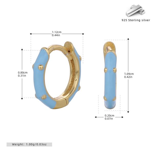 Two-Tone Gold and Blue Huggie Earrings