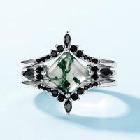 Moss Agate Silver Statement Ring